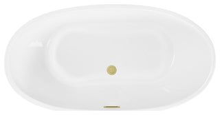 Igor 59" Soaking Bathtub, Glossy White With Brushed Gold Trim