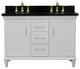 49" Double Vanity, White Finish With Black Galaxy And Oval Sink