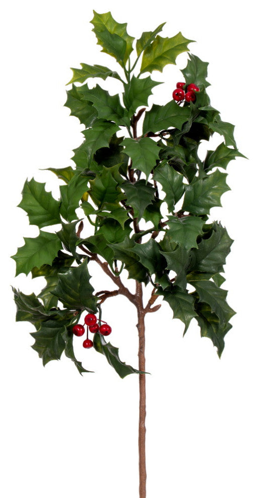 Vickerman 19" Green Artificial Holly Spray, 2 per bag.