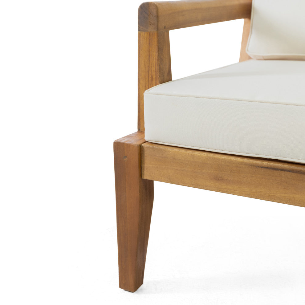 Camak Outdoor Acacia Wood Club Chairs with Cushions (Set of 2)