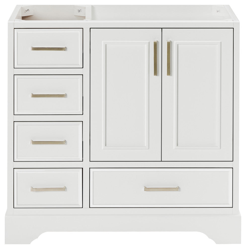 Ariel Stafford 36" Single Right Offset Sink Bathroom Vanity Base, White