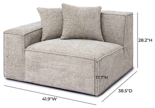 Mindy Chenille Basketweave Left Arm Facing Corner Chair, Taupe