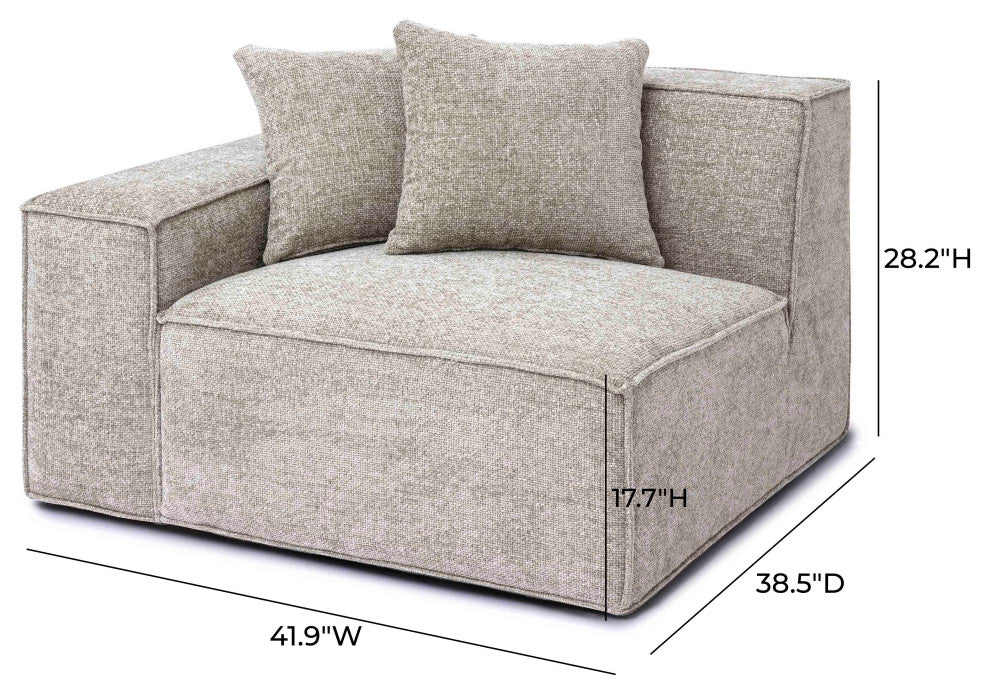 Mindy Chenille Basketweave Left Arm Facing Corner Chair, Taupe