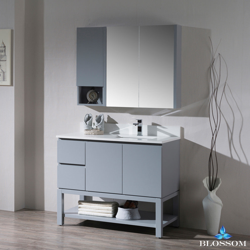 Monaco 42" Right Vanity Set With Medicine Cabinet and Wall Cabinet