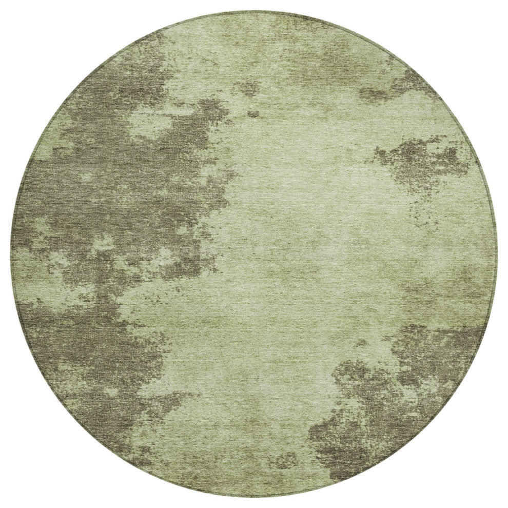 Machine Washable Indoor/Outdoor Chantille ACN1902 Olive 8' x 8' Round Rug