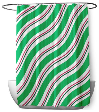 70"Wx73"L Candy Stripes Shower Curtain, Bright Green