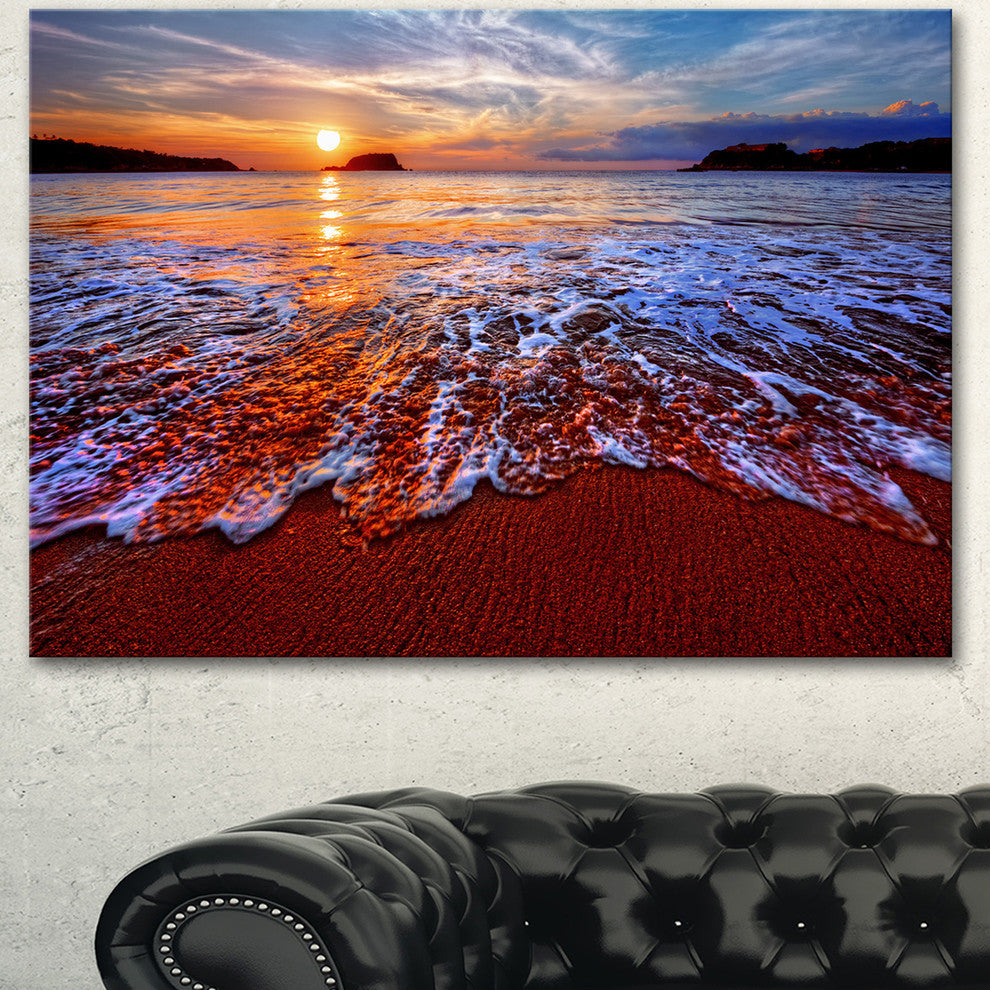 Colorful Sunset with Bright Waters, Seashore Canvas Art Print, 40"x30"