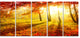 Yellow Red Fall Trees and Leaves, Landscape Canvas Art Print, 60"x28", 5 Panels