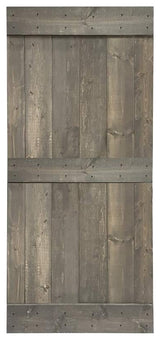 Stained Solid Pine Wood Sliding Barn Door, Weather Gray, 42"x84", Mid-Bar