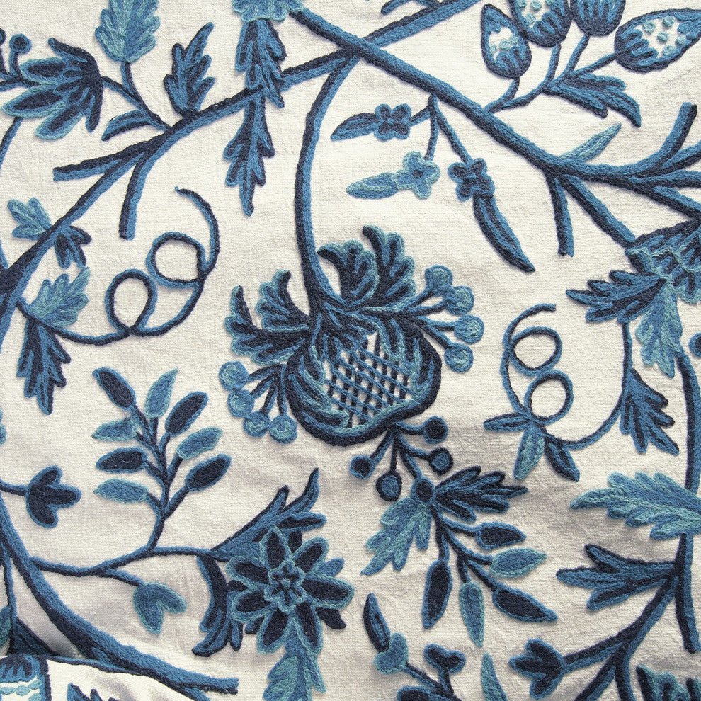Norway Embroidered Cotton Crewel Fabric Sample, 4Wx4L