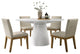Jasper 5-Piece 59" Wide Round Dining Set Pedestal Base With Upholstered Chairs, White
