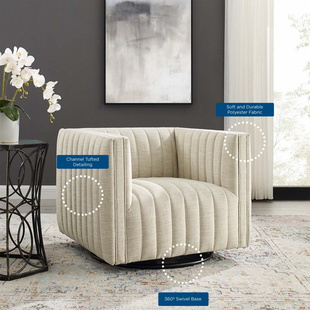 Tufted Armchair Accent Chair, Fabric, Beige, Modern, Living Lounge Hospitality