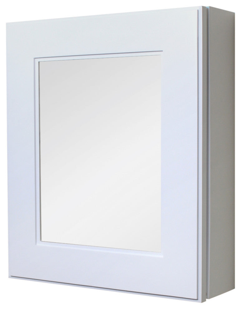 Wall Mount Mirrored Medicine Cabinet, Shaker White