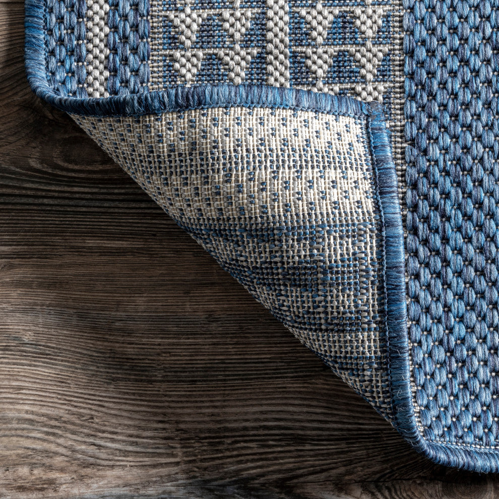 Nuloom Ranya Tribal Indoor/Outdoor Contemporary Area Rug, Blue 2'x8'