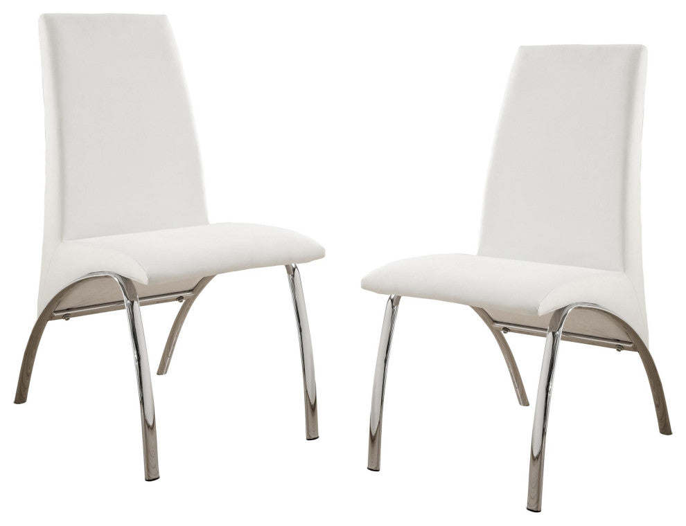 Furniture of America Duell White Faux Leather Dining Chair (Set of 2)