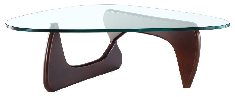 Glass Top Triangle Coffee Table (Dark Walknut)