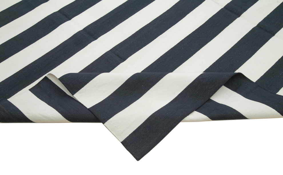 Rug N Carpet - Handmade Wool 8' 10'' x 12' 2'' Geometric Dhurrie Kilim Rug