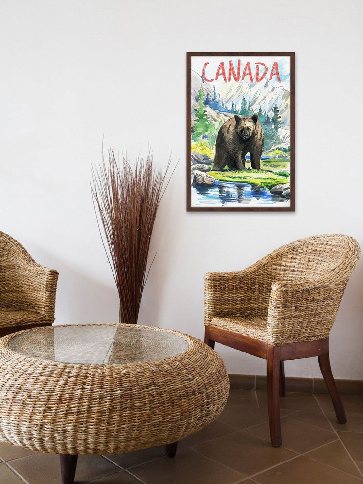 "Black Bear Canada" Framed Painting Print , 24x36