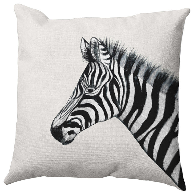Zebra Outdoor Pillow, Ivory, 14"x20"