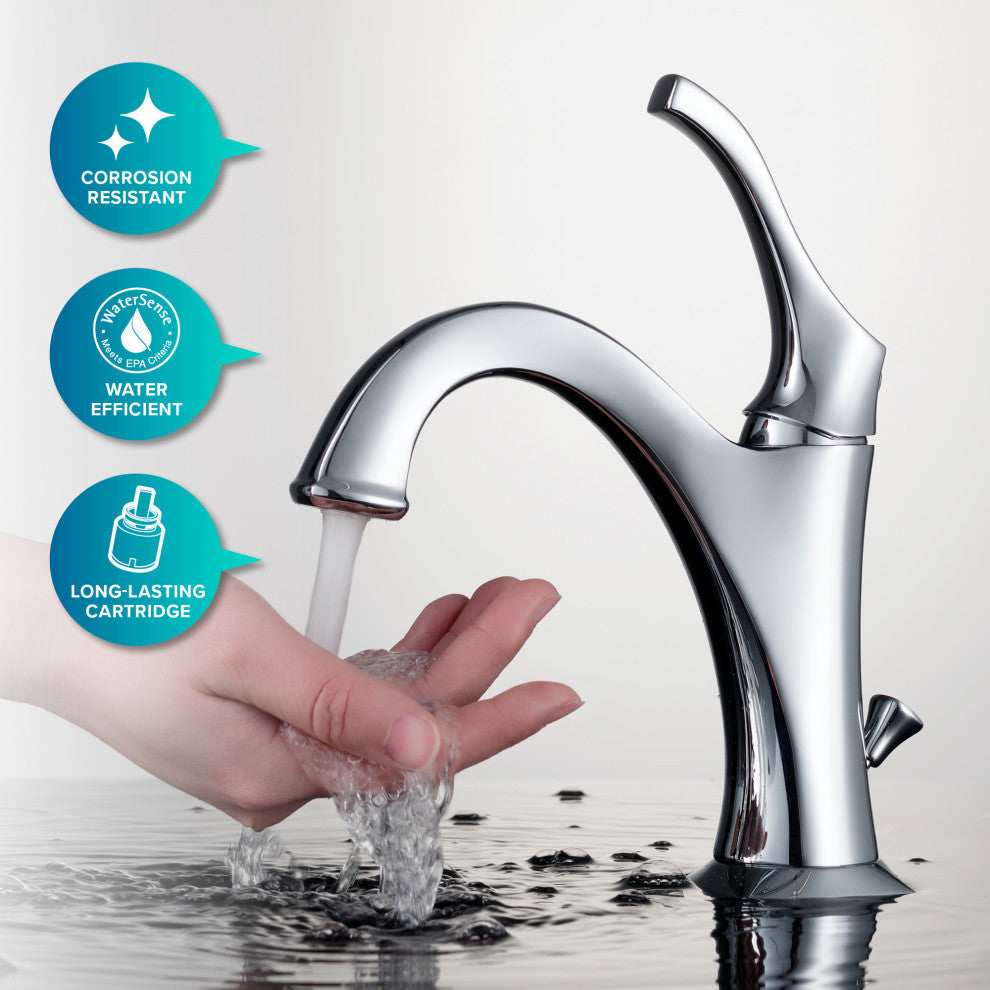 Elavo Square Ceramic Vessel Sink, Bathroom Arlo Faucet, Drain, Chrome