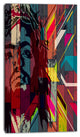 Jesus over Abstract Wooden Design, Large Abstract Canvas Art, 16"x32"