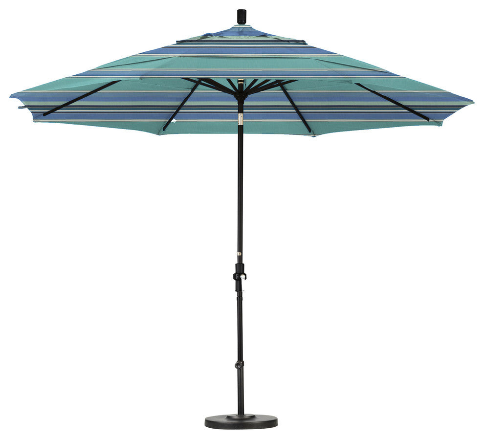 11' Stone Black Collar Tilt Crank Aluminum Umbrella, Sunbrella, Dolce Oasis