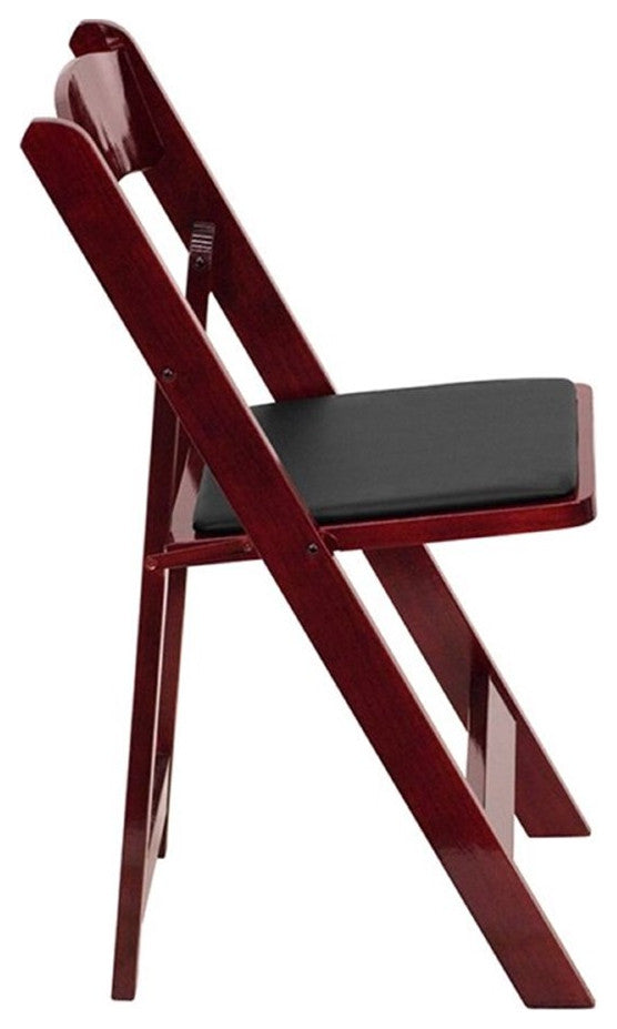 Flash Furniture Hercules Wooden Vinyl Seat Folding Chair in Mahogany (Set of 2)