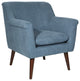 Dane Accent Chair, Blue Steel Fabric With a Dark Coffee Finish Legs