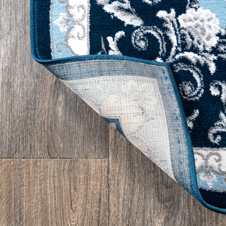 Acanthus French Border, Navy/Blue, 3'x5'