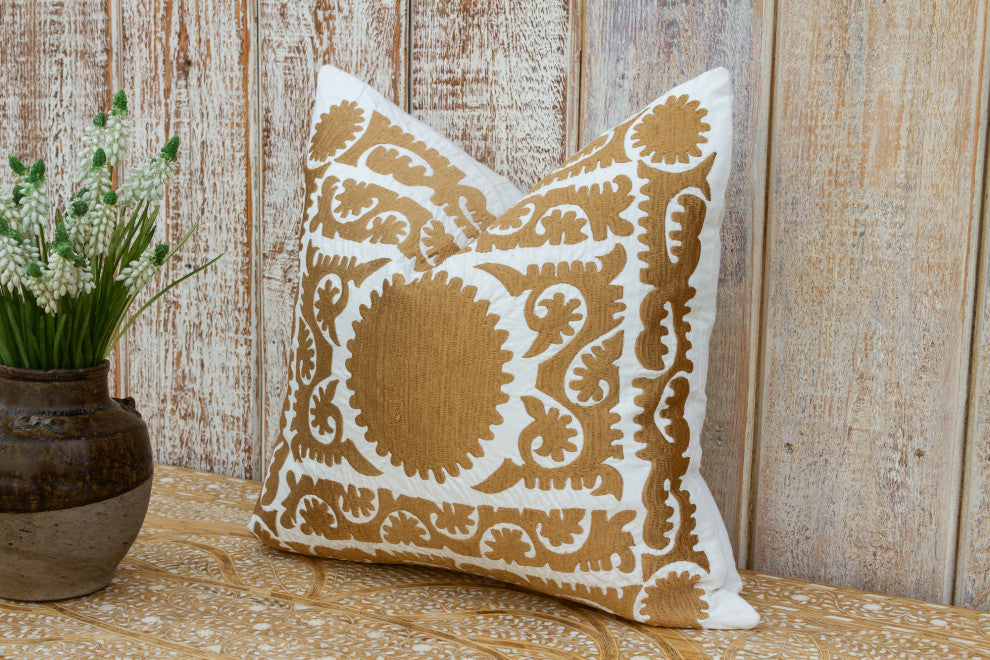 Small Gold Tone Suzani Pillow