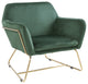 Benzara BM287938 Modern Accent Chair, Padded Seats, Metal Frame, Green Velvet