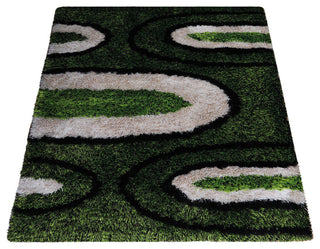 Hand Tufted Shag Polyester Area Rug Contemporary Green Beige, [Rectangle] 8'x10'