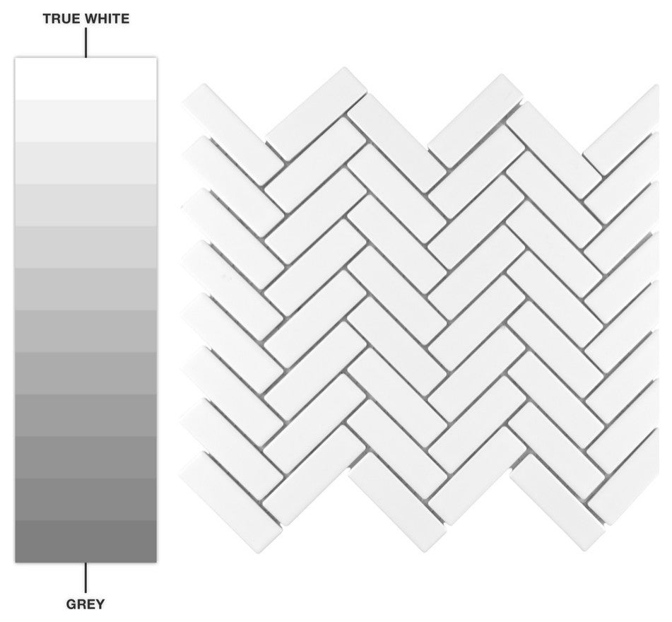 Metro Brick Herringbone Matte White Porcelain Floor and Wall Tile