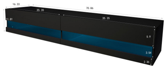 Modern Black Grey MDF benches Wall Mounted Floating TV stand with 20 Color LEDs
