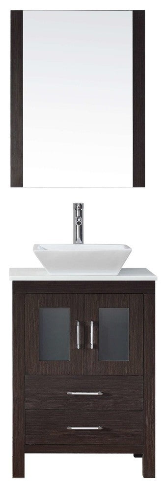 Dior 24" Single Bathroom Vanity, Espresso With White Engineered Stone