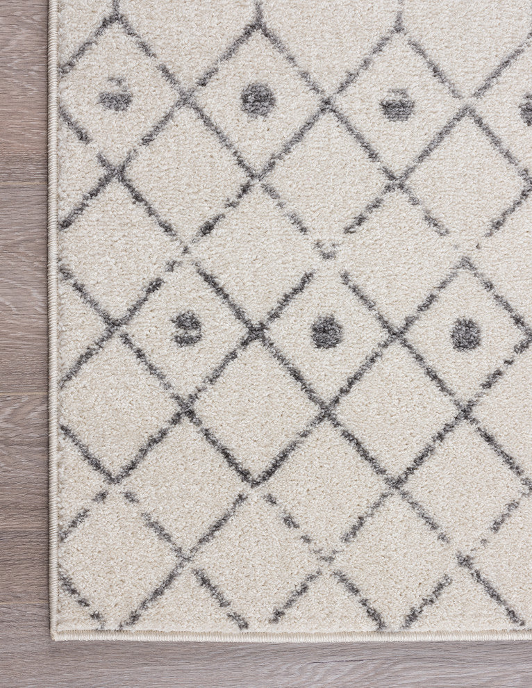Abani Casa CAS100A Moroccan Trellis Ivory Grey Soft Area Rug