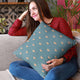 Plutus Blue Beaded Motif Luxury Throw Pillow, 20"x30"