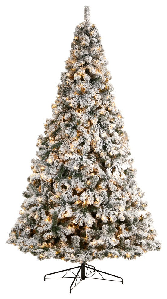 10' Flocked West Virginia Fir Artificial Christmas Tree, 800 Clear LED Lights