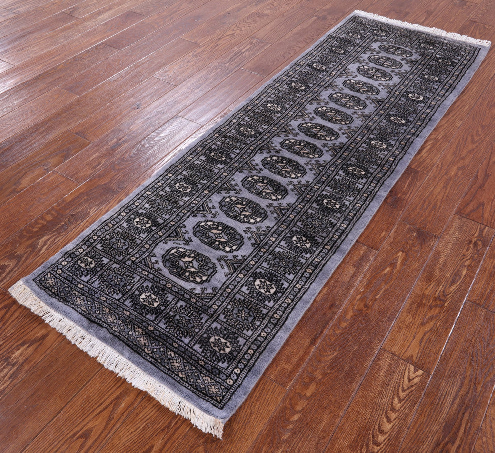 Runner Hand-Knotted Silky Bokhara Wool Rug 2' 2" X 6' 4" - Q13836