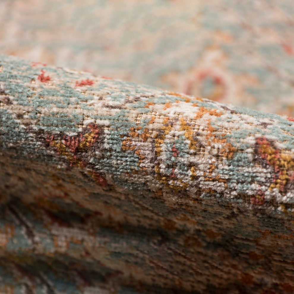 Ethnicia Watton Vintage Teal Area Rug, 2'7"x7'6"