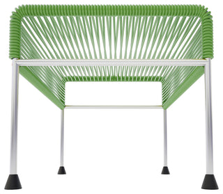 Atom Indoor/Outdoor Handmade Ottoman with Chrome Frame, Cactus Weave