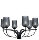 Cavella 6 Light Chandelier, Matte Black Finish, 5" Smoke Textured Glass