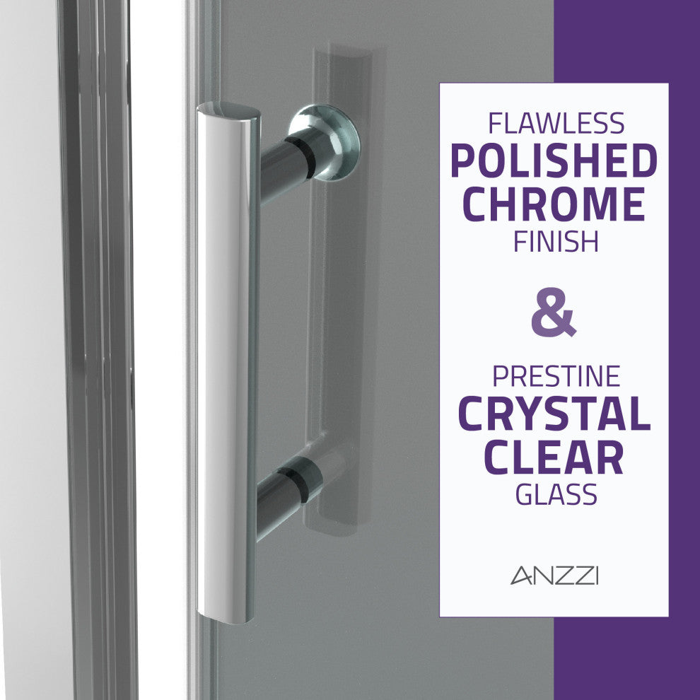ANZZI Halberd Framed Sliding Shower Door, Polished Chrome, 60" X 72"