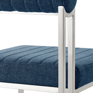 Kai Anastasia Glass Dining Table 5-Piece Set, Blue Fabric Chairs