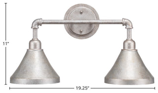 Vintage 2-Light Bath Bar, Aged Silver