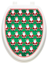 Santa Line Dancing Toilet Tattoos Seat Cover, Vinyl Lid Decal, Holiday Bathroom, Elongated