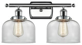 Large Bell 2-Light Bath Vanity-Light, Polished Chrome, Clear
