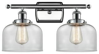 Large Bell 2-Light Bath Vanity-Light, Polished Chrome, Clear