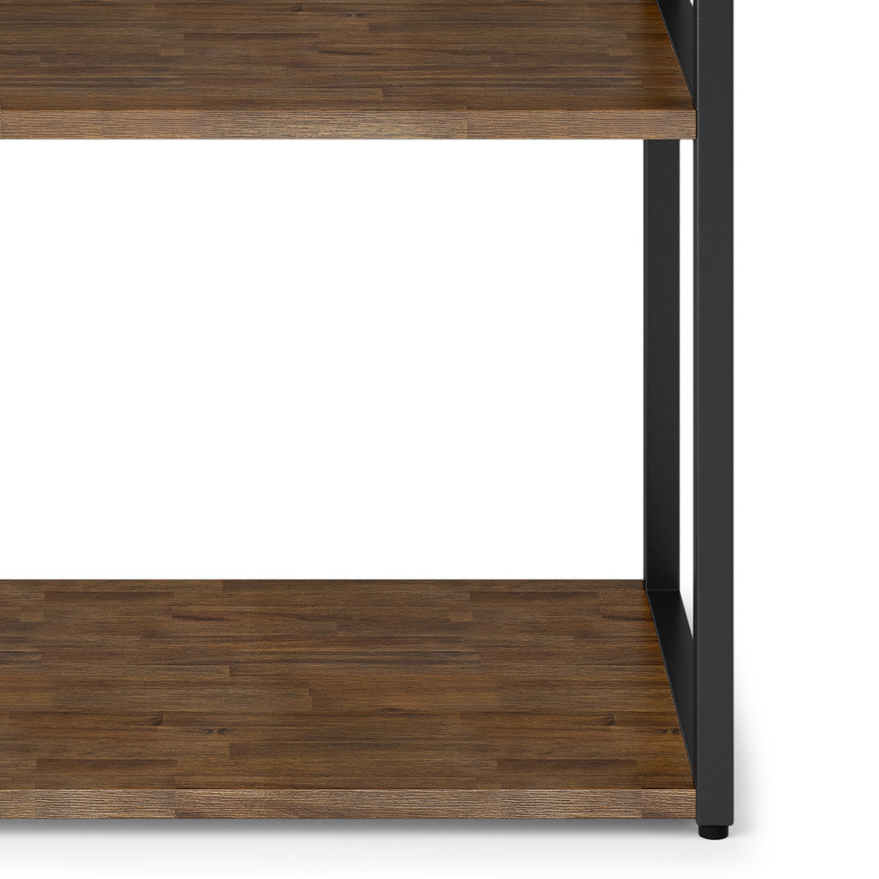 Ralston Solid Acacia Wood Bookcase, Rustic Natural Aged Brown