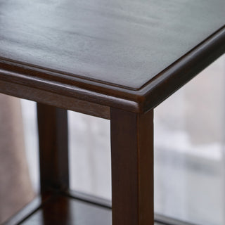 GDF Studio Noah Acacia Wood Accent Table With Bottom Drawer, Brown Mahogany